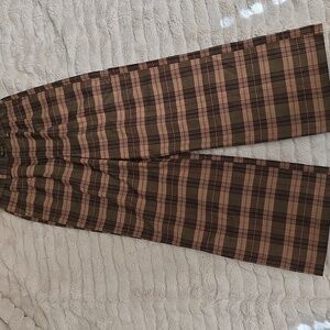 Women's Plaid Brown Tan Pants.